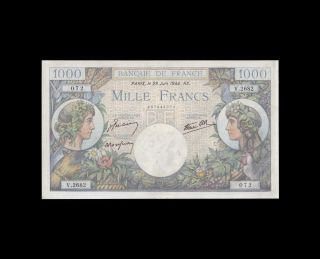 France 1000 Francs 29 - 6 - 1944,  Pick 96 Wwii Ch A/u