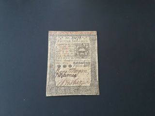 Scarce United States 15 Shilling Note Dated 1773