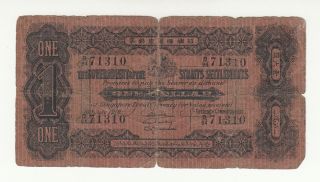 Straits & Settlements 1 Dollar 1916 Poor P1c @