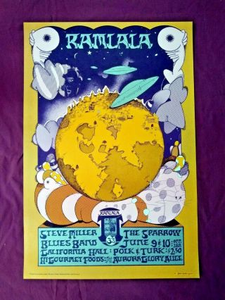 Orig First Printing Concert Poster /steve Miller Band /steppenwolf 1967 Nm/nm,