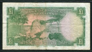 Rhodesia & Nyasaland 1956 - 1961,  1 Pound,  234361,  P21a,  VF 2