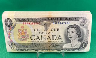 Brick Of 100 Consecutive 1973 Bank Of Canada $1 Bn1