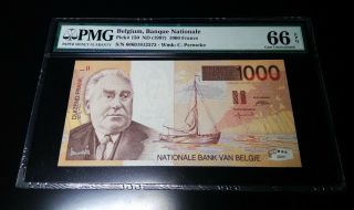 Belgium 1000 Francs 1997 Pick 150 Pmg 66 Epq Gem Unc