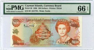 Cayman Islands 100 Dollars 1996 P 20 Gem Unc Pmg 66 Epq