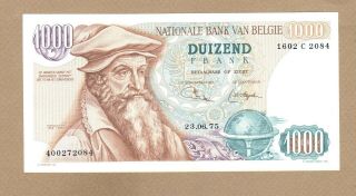 Belgium: 1000 Francs Banknote,  (unc),  P - 136b,  23.  06.  1975,