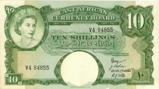East Africa 10 Shillings Currency Banknote 1958