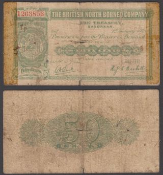 British North Borneo 50 Cents 1938 (vg) Banknote P - 27