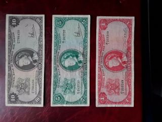 Trinidad And Tobago 1964 Set Of 3 Notes,  1,  5,  10 Dollars