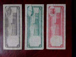 Trinidad and Tobago 1964 set of 3 notes,  1,  5,  10 dollars 2