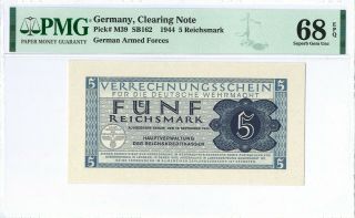 Germany 5 Reichsmark Pm39 1944 Pmg 68 Epq No Serial Number