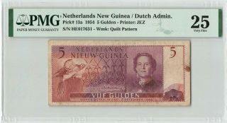 Netherlands Guinea 5 Gulden 1954 Indies Pick 13 Indonesia Pmg Very Fine 25