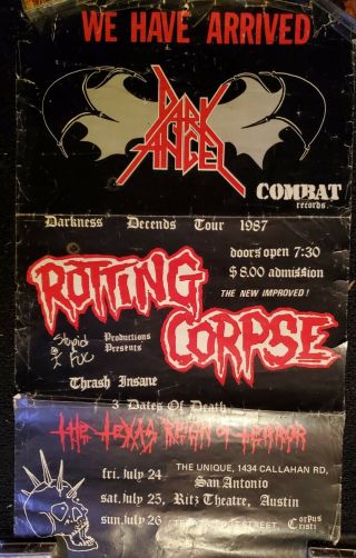 Dark Angel 1987 Tx Tour Poster Rotting Corpse - Thrash Metal