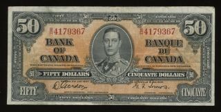 1937 Bank Of Canada $50 - Gordon - Towers Signatures Cat Bc - 26b