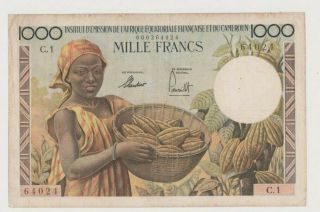 French Equatorial Africa P 34 Man Woman 1.  000 Francs 1957