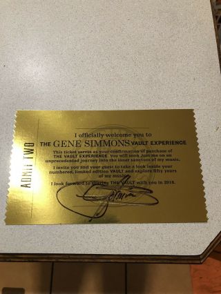 Gene Simmons Vault Experience Signed Gold Ticket Plus Bonus