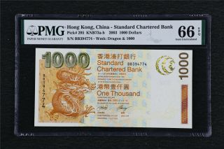 2003 Hong Kong China - Standard Chartered Bank 1000dollars P295 Pmg 66epq Gem Unc