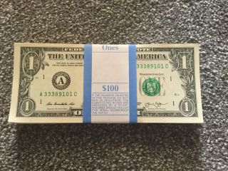 Crisp $1 U.  S.  Dollar/dollars Note Notes X100 ($100).  Idea For Tips
