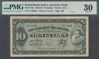 Netherlands Indies 10 Gulden Banknote P - 70a 1926 - 28 Pmg 30