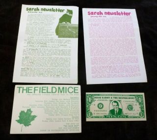 Sarah Records Newsletters X 2 And Related Ephemera The Field Mice,  Jesse Garon