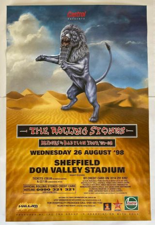 Rolling Stones Bridges To Babylon Giant Concert Poster Sheffield 1998