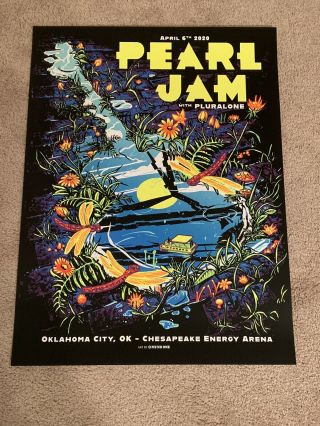 Pearl Jam Oklahoma City Tour Poster 4/6/20 Munk One Show Edition Se