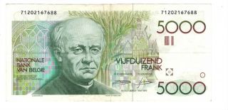 Belgium 5000 Francs Vf/xf Banknote (1982 Nd) P - 145a Signature 4 & 11 Paper Money