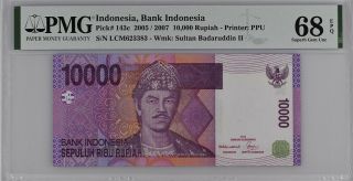 Indonesia 10000 Rupiah 2005 /2007 P 143 Gem Unc Pmg 68 Epq High