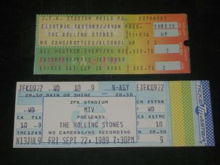 Rolling Stones 1981 &1989 Ticket Stub Jfk Stadium Philadelphia 9/26/81 9/22/89