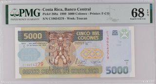 Costa Rica 5000 Colones 1999 P 268 A Gem Unc Pmg 68 Epq Top Pop