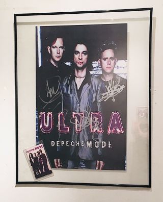 Depeche Mode Signed Ultra Poster Framed Clear Double Glass With Tour Pass &