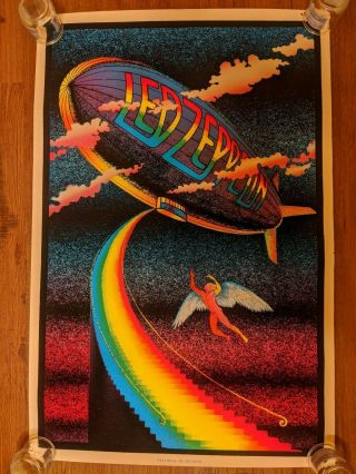 Vintage Led Zeppelin Stairway To Heaven Black Light Poster 35 " X 23 "