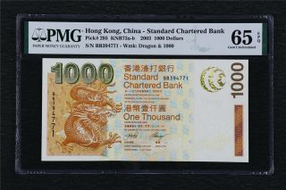 2003 Hong Kong China - Standard Chartered Bank 1000dollars P295a Pmg 65epq Gem Unc