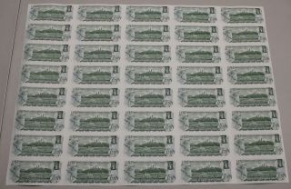 1973 CANADA 1$ DOLLAR BANK NOTE UNCUT SHEET (40) Crowy Bouey Prefix BFL 2