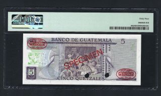Guatemala 5 Quetzales ND (1978 - 83) P60s Specimen TDLR Uncirculated 2