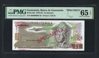 Guatemala 1/2 Quetzal Nd (1978 - 83) P58s Specimen Tdlr Uncirculated
