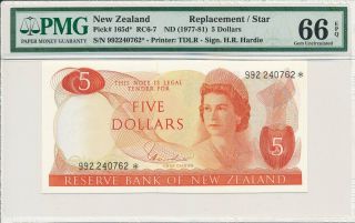 Reserve Bank Zealand $5 Nd (1977 - 81) Replacement/star Pmg 66epq