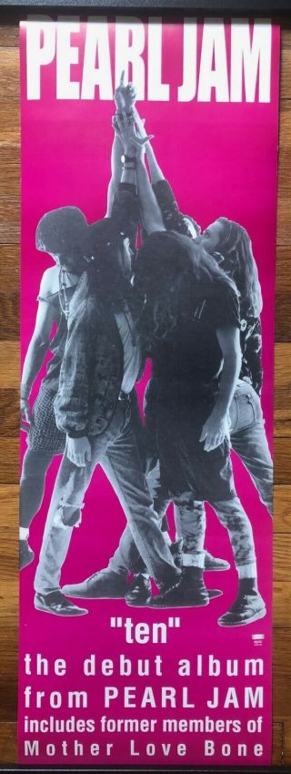 Pearl Jam Ten Ultra Rare Promo Double Sided Poster Flat 1991
