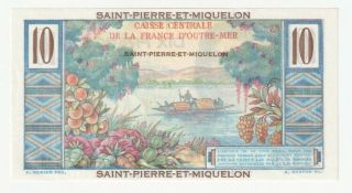 Saint Pierre And Miquelon 10 Francs Banknote (1950 - 1960) P.  23 - UNC. 3