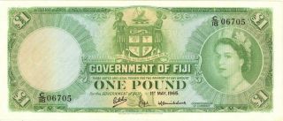 Fiji 1 Pound Currency Banknote 1965 PMG 40 XF 2