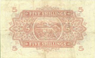 East Africa 5 Shillings Currency Banknote 1955 2