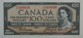 1954 Bank Of Canada One Hundred Dollars A/j 7409939 Beattie Coyne Bc - 43a Note