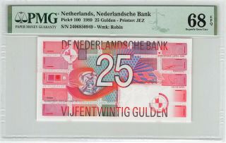 Netherlands 25 Gulden 1989 Robin Redbreast Pick 100 Pmg Gem Unc 68 Epq