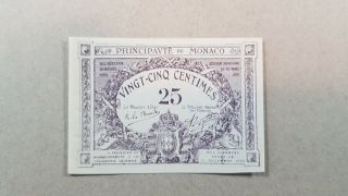 Monaco 25 Centimes 1920 Uncirculated