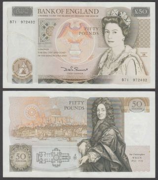 England P.  381a 50 Pounds Sig Sommerset Qeii Very Fine Low