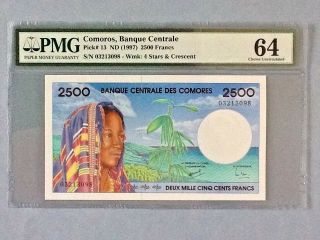 Comoros 2,  500 Francs P - 13 Nd (1997) Pmg 64