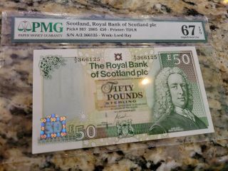 P - 367 2005 50 Pounds,  Royal Bank Of Scotland,  Pmg 67epq Gem