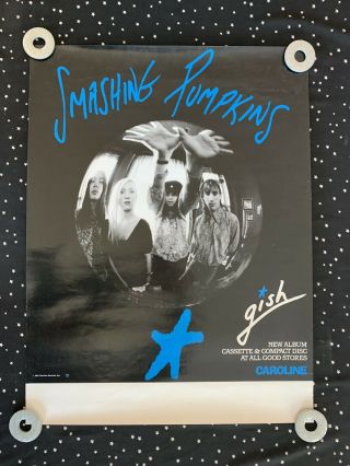 Rare Smashing Pumpkins Promo Poster 1991 Gish - Caroline Records 24x18 Black Blue