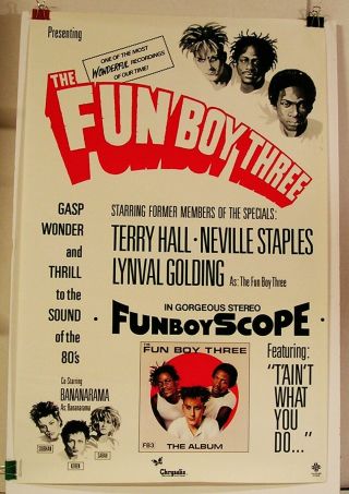 Fun Boy Three - Orig.  1982 34x22 Chrysalis Promo Poster - The Specials - Bananarama