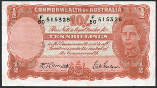 Nd (1942) Australia 10 Shillings - 10/ - Banknote F/60 515328 Vf,  P - 25b