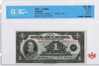 1935 Bank Of Canada 1$ English A0684714 - Serie A - Cccs Vf30 -